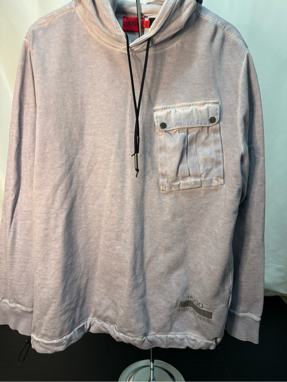 HUGO Men's Pale Lavender Pullover Hoodie adult large